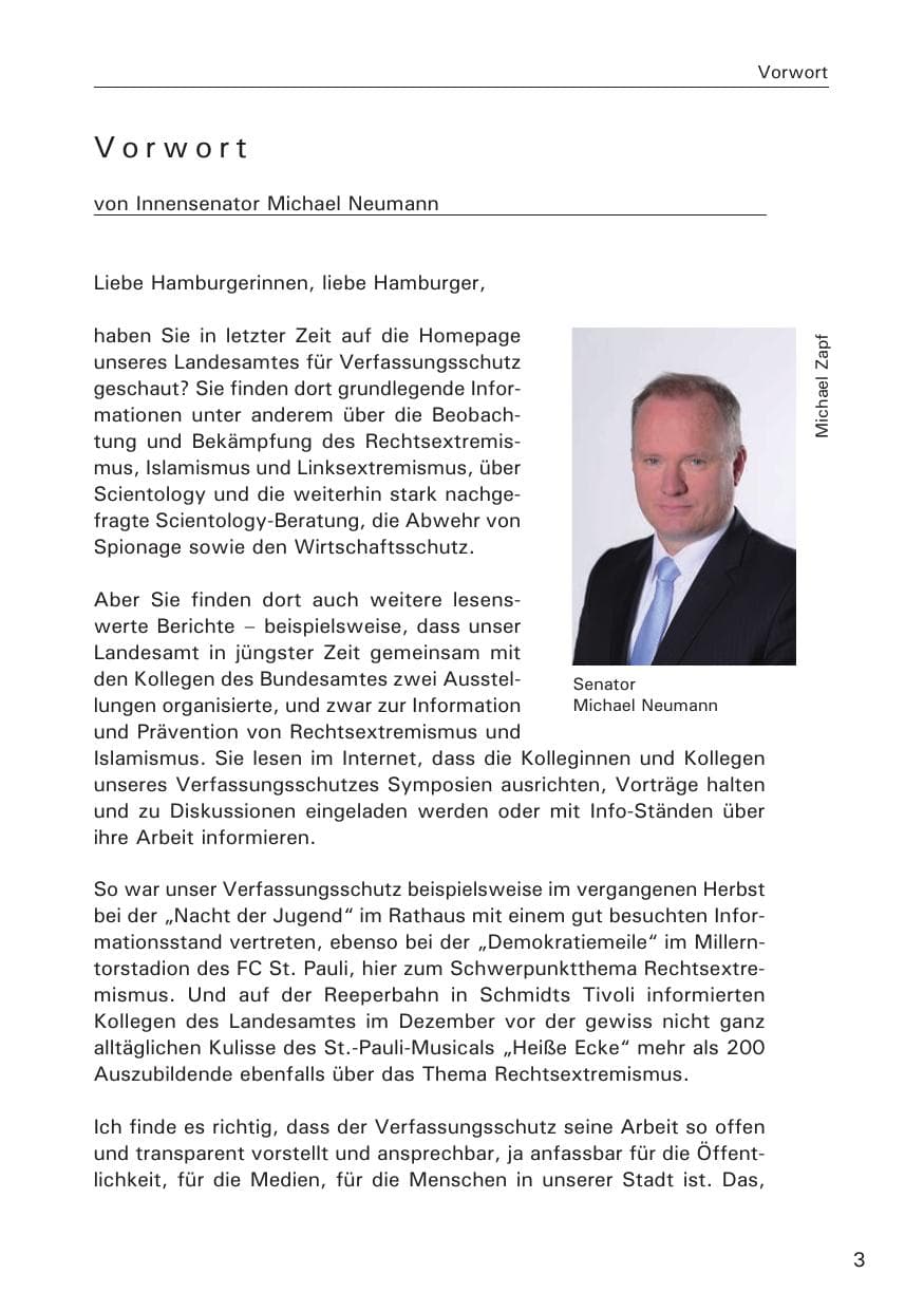 Seite 4 des Verfassungsschutzbericht 2013 Hamburg