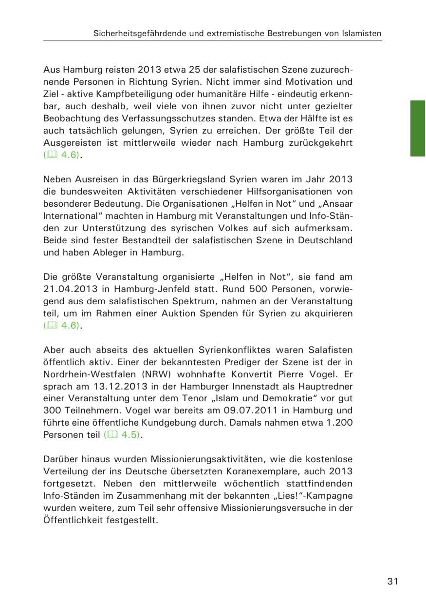 Seite 32 des Verfassungsschutzbericht 2013 Hamburg