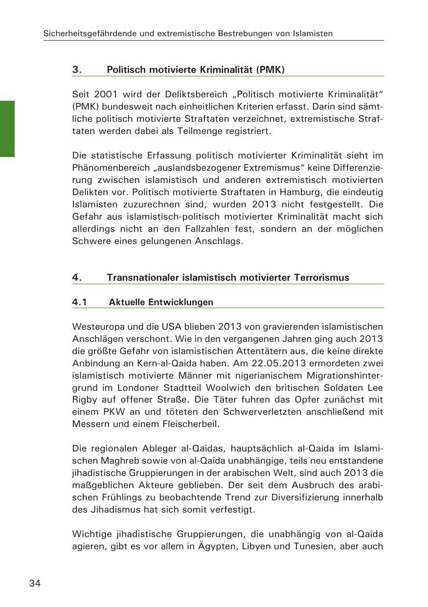 Seite 35 des Verfassungsschutzbericht 2013 Hamburg