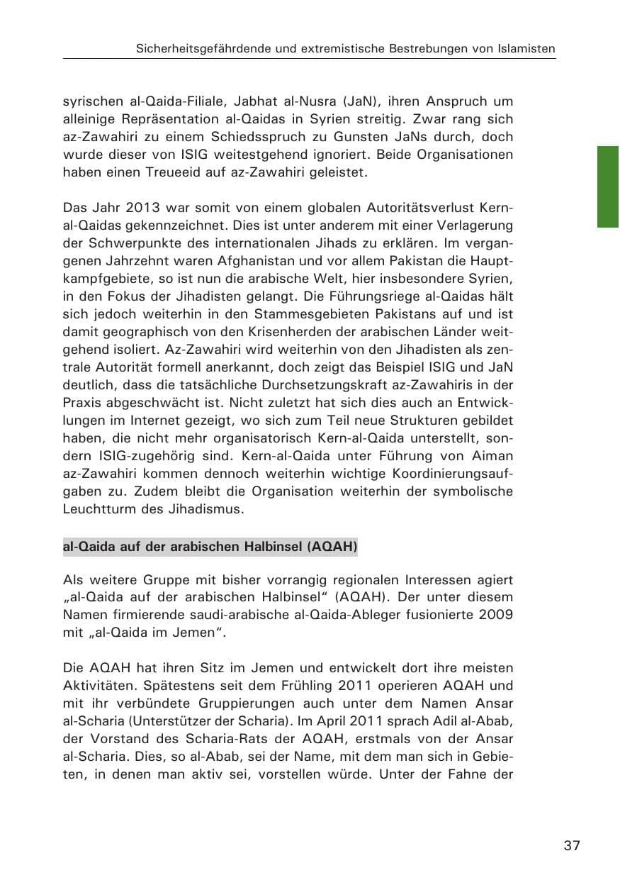 Seite 38 des Verfassungsschutzbericht 2013 Hamburg