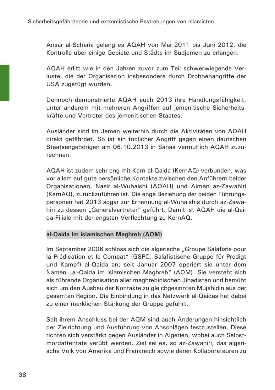 Seite 39 des Verfassungsschutzbericht 2013 Hamburg