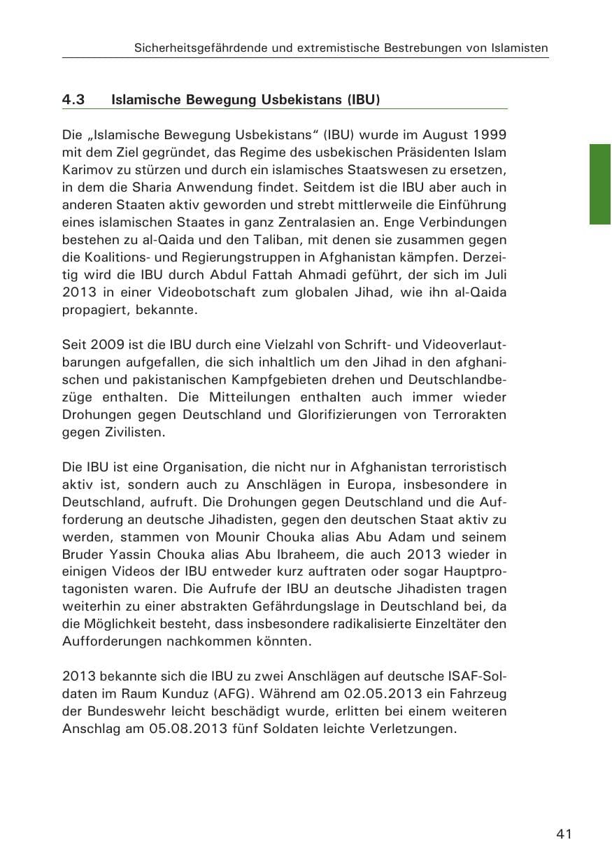 Seite 42 des Verfassungsschutzbericht 2013 Hamburg