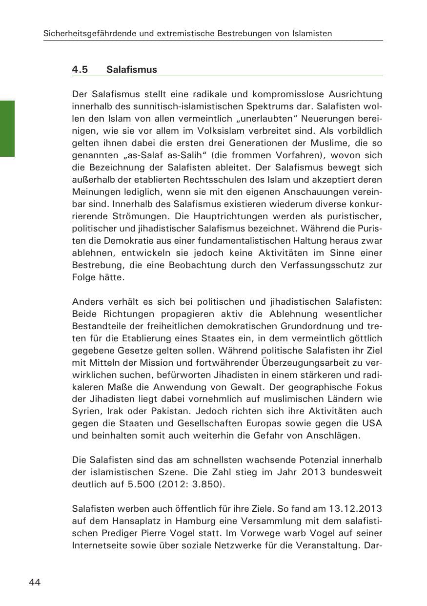 Seite 45 des Verfassungsschutzbericht 2013 Hamburg