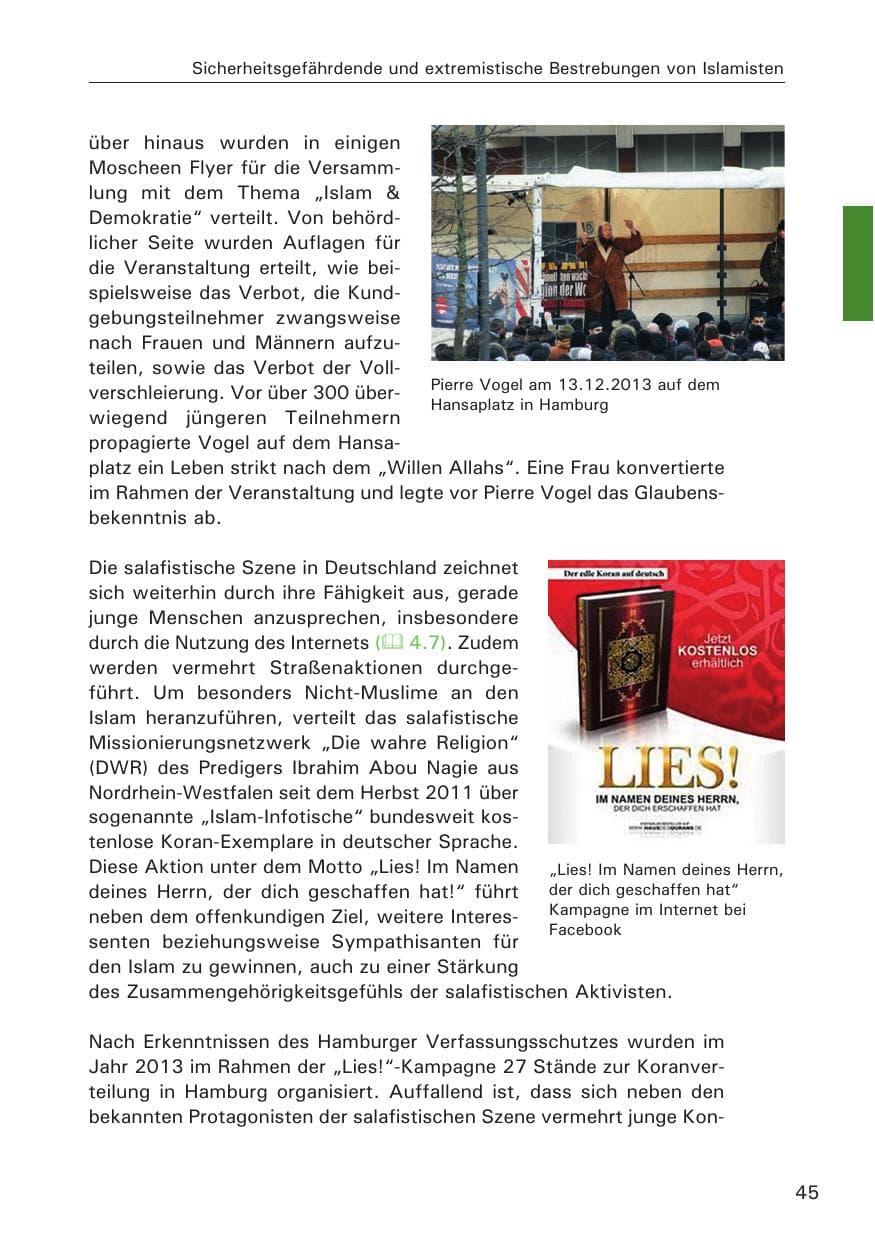 Seite 46 des Verfassungsschutzbericht 2013 Hamburg