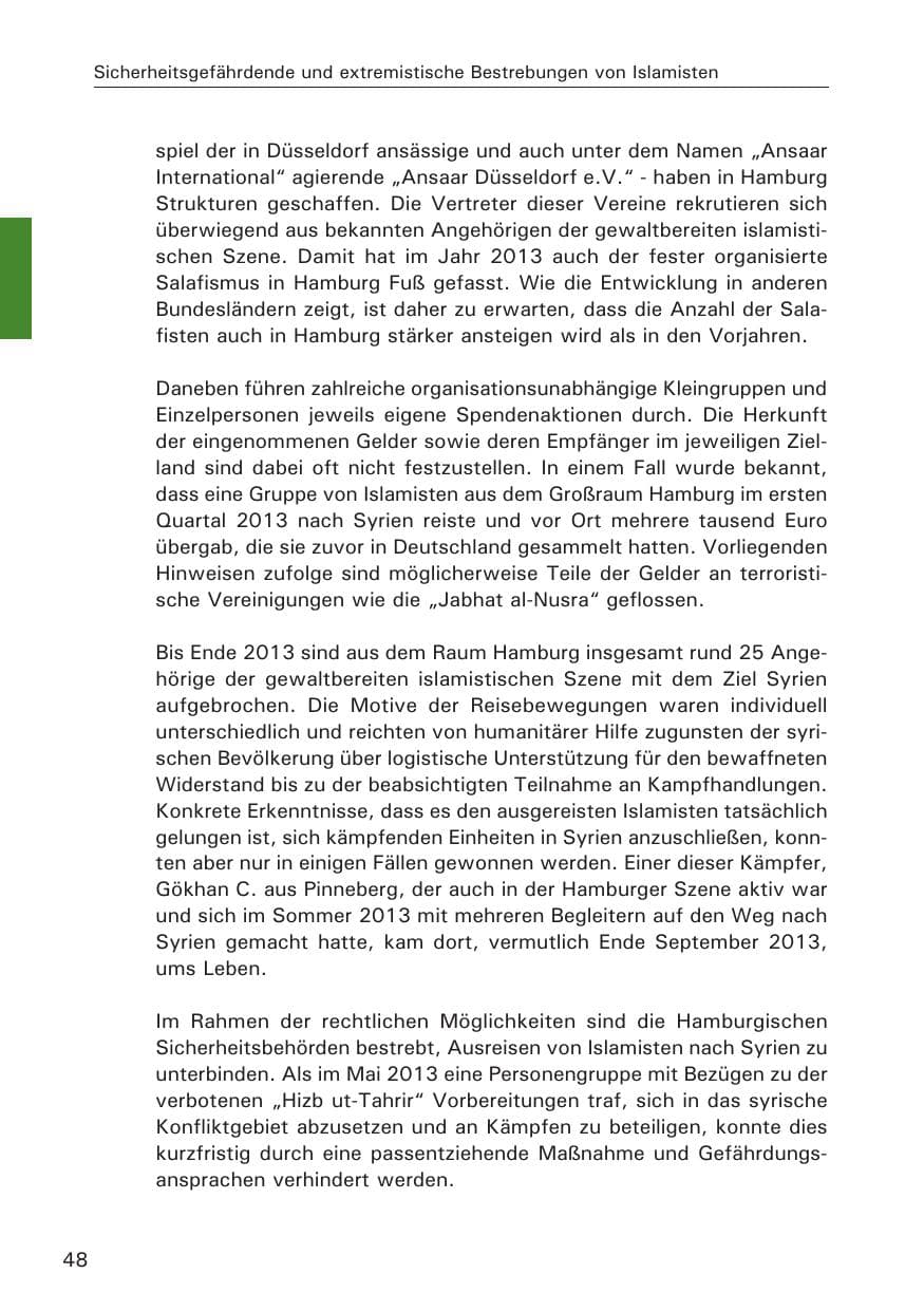 Seite 49 des Verfassungsschutzbericht 2013 Hamburg