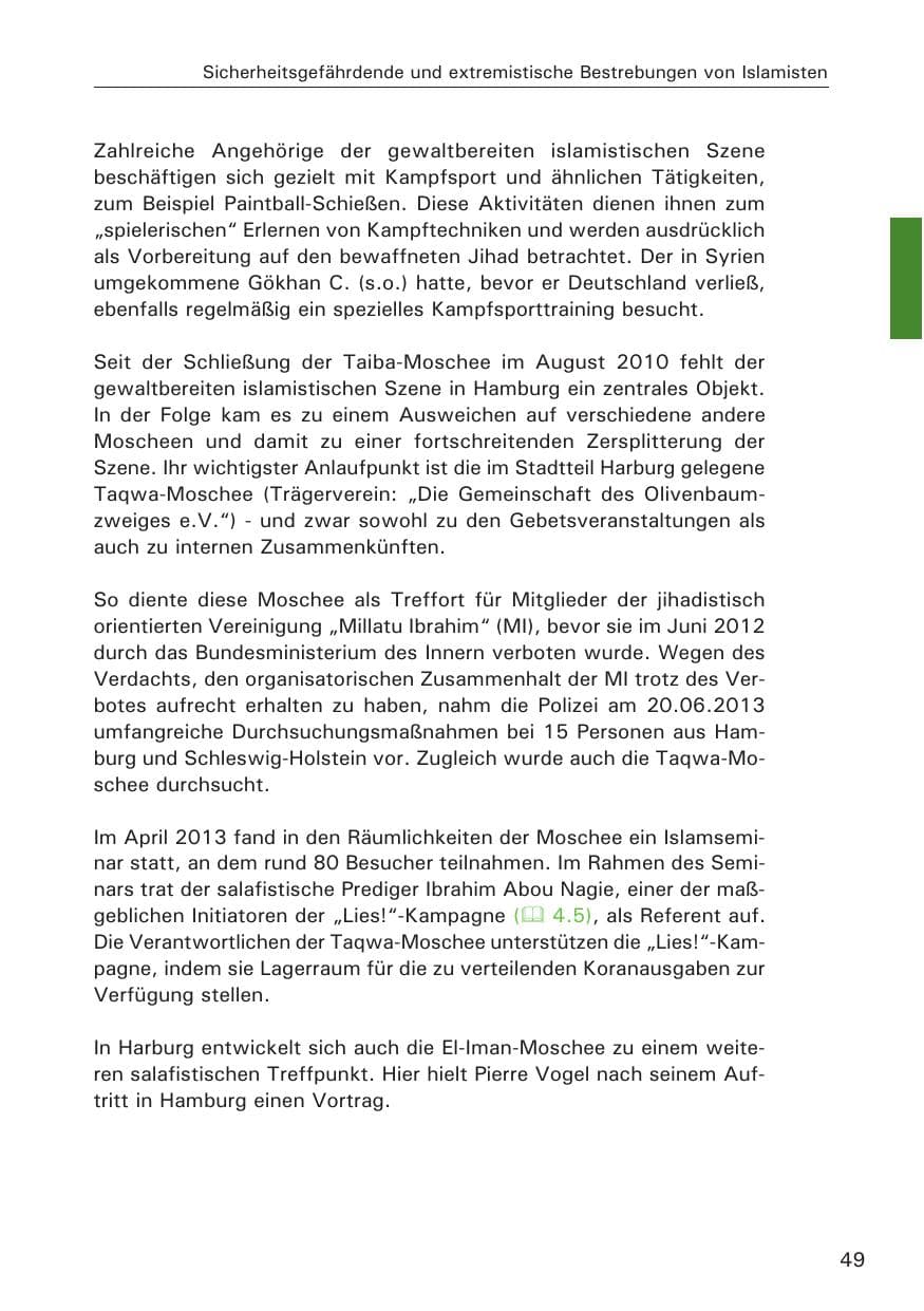 Seite 50 des Verfassungsschutzbericht 2013 Hamburg