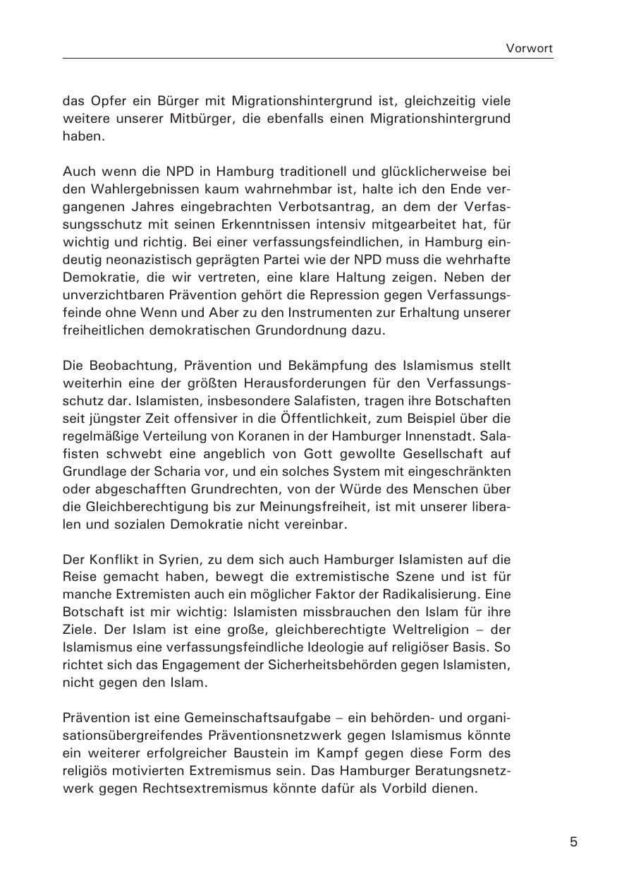 Seite 6 des Verfassungsschutzbericht 2013 Hamburg
