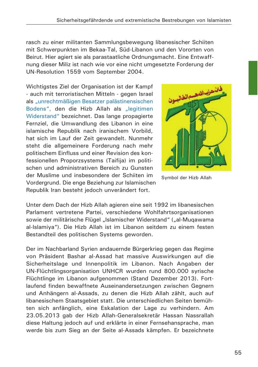 Seite 56 des Verfassungsschutzbericht 2013 Hamburg
