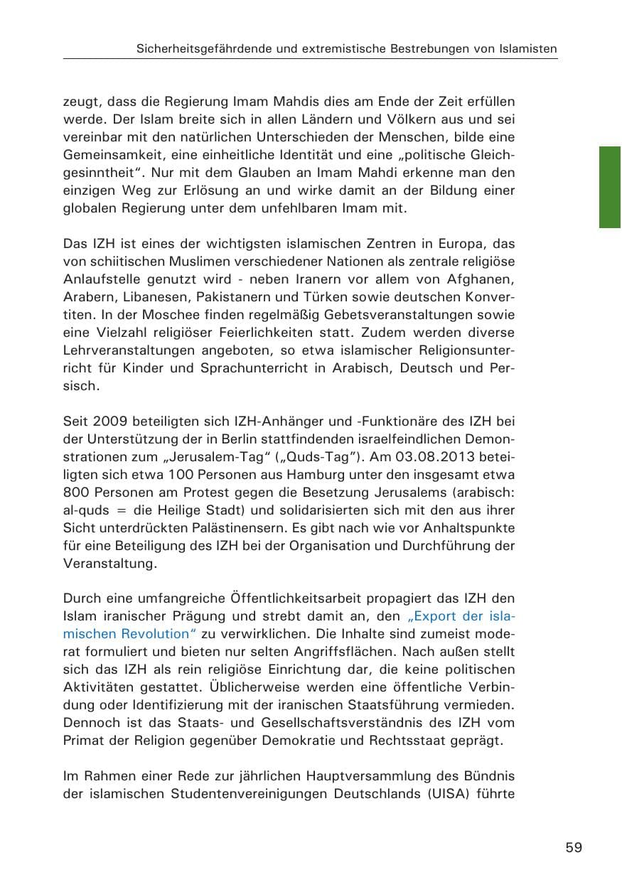 Seite 60 des Verfassungsschutzbericht 2013 Hamburg