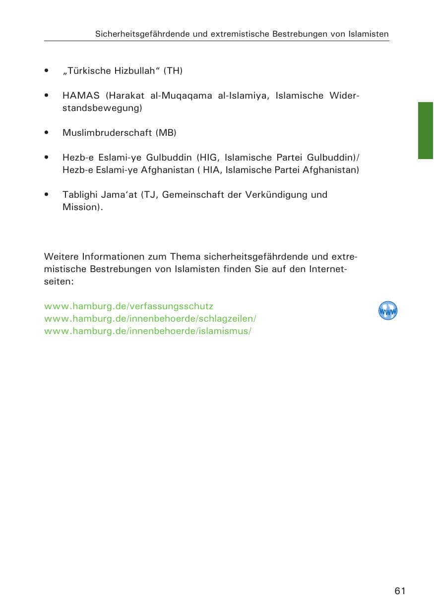 Seite 62 des Verfassungsschutzbericht 2013 Hamburg