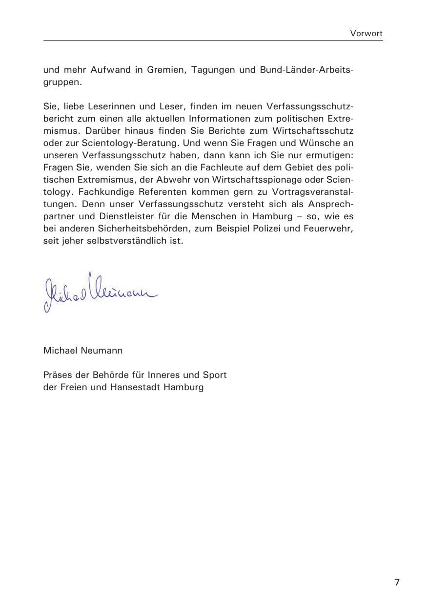 Seite 8 des Verfassungsschutzbericht 2013 Hamburg