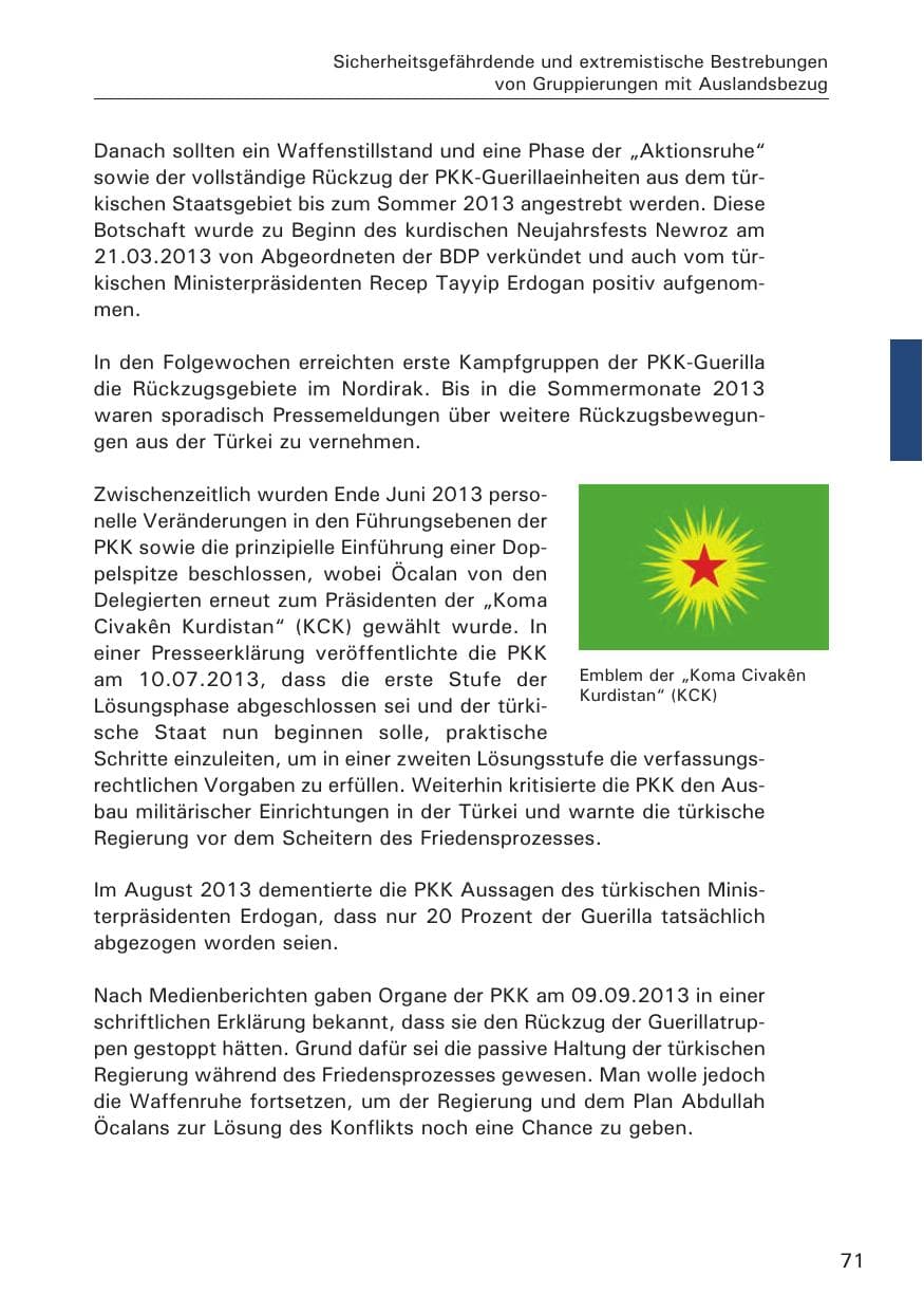 Seite 72 des Verfassungsschutzbericht 2013 Hamburg