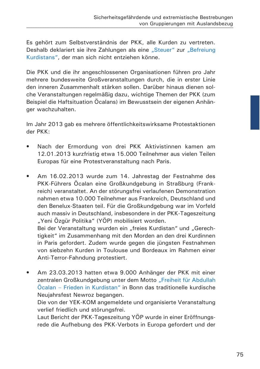 Seite 76 des Verfassungsschutzbericht 2013 Hamburg