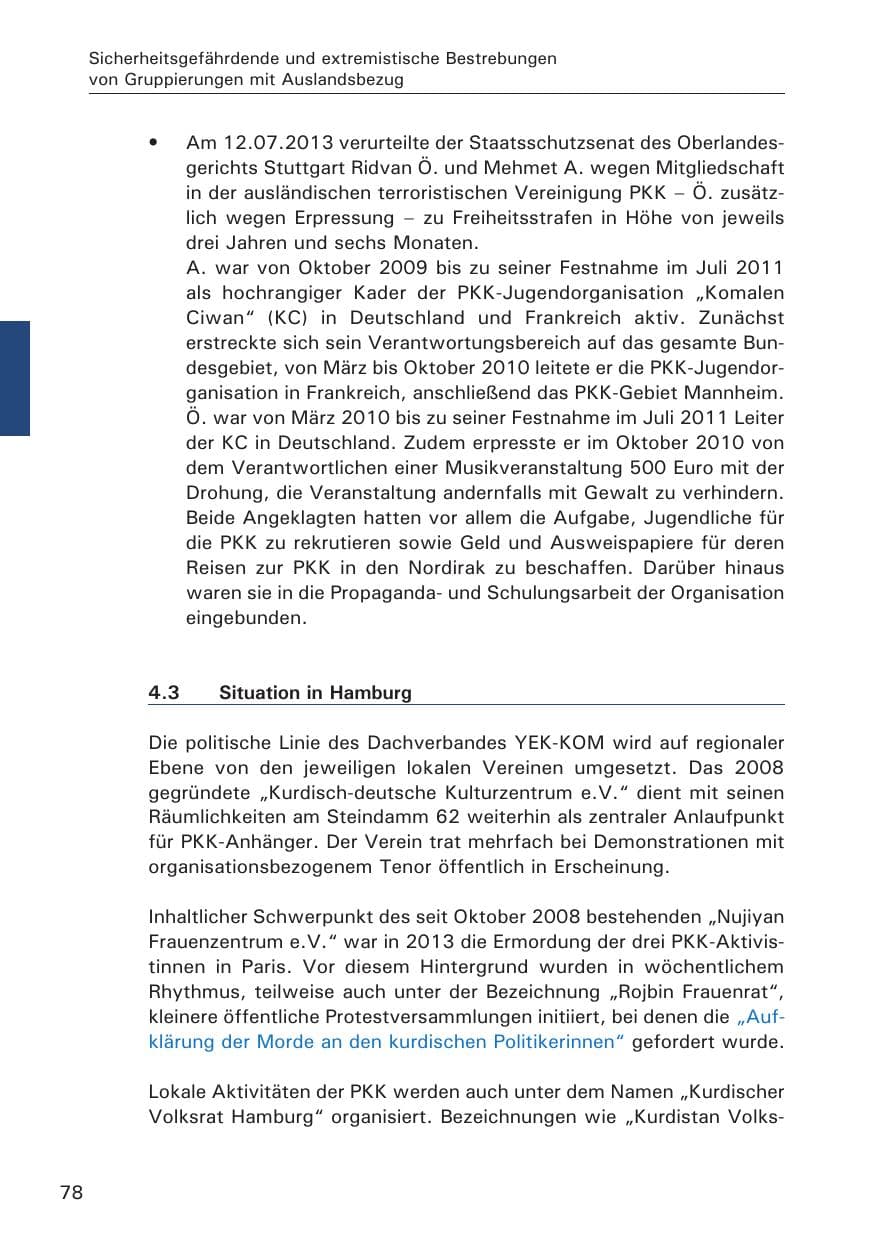 Seite 79 des Verfassungsschutzbericht 2013 Hamburg