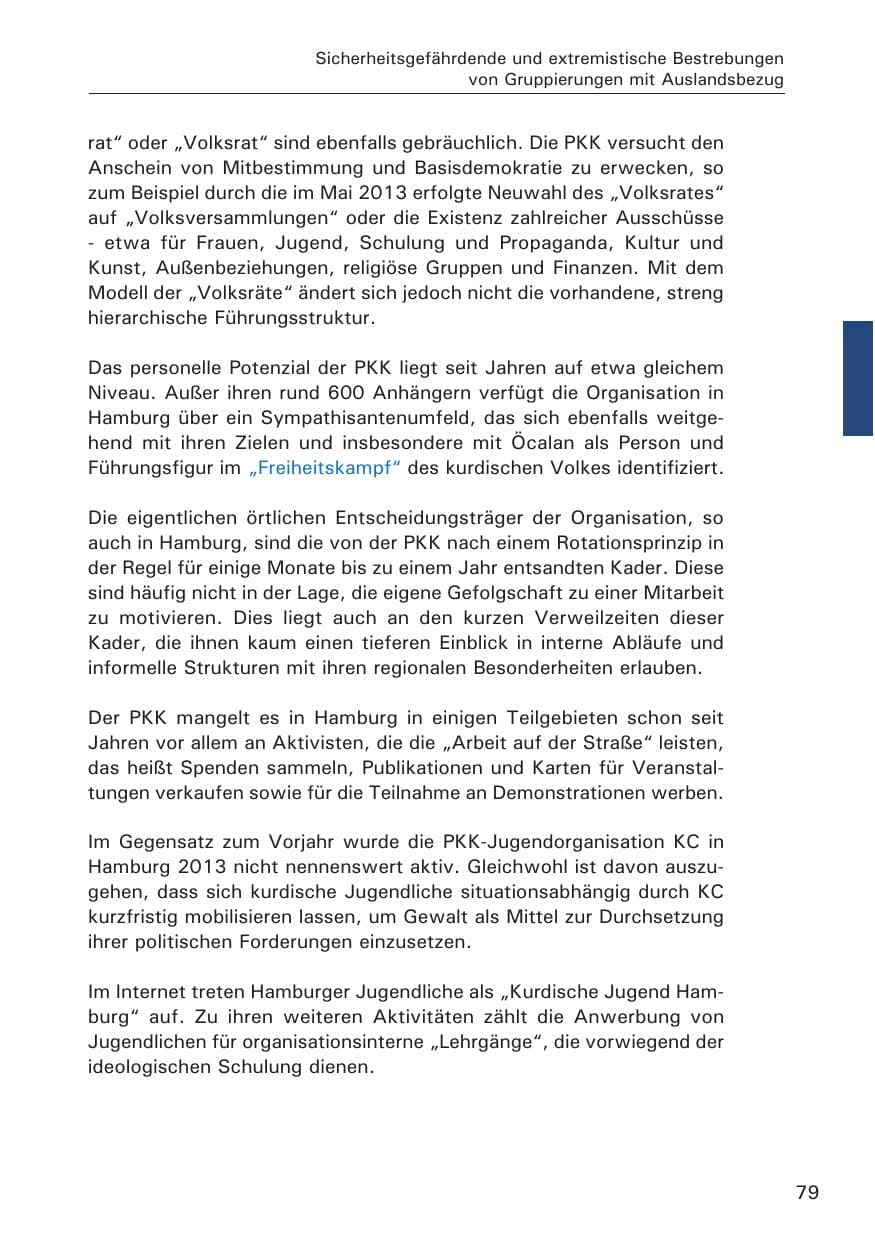 Seite 80 des Verfassungsschutzbericht 2013 Hamburg