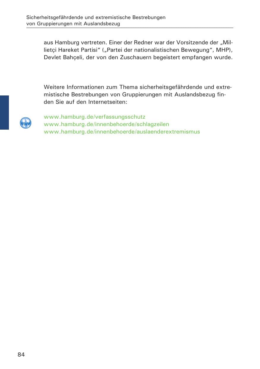 Seite 85 des Verfassungsschutzbericht 2013 Hamburg