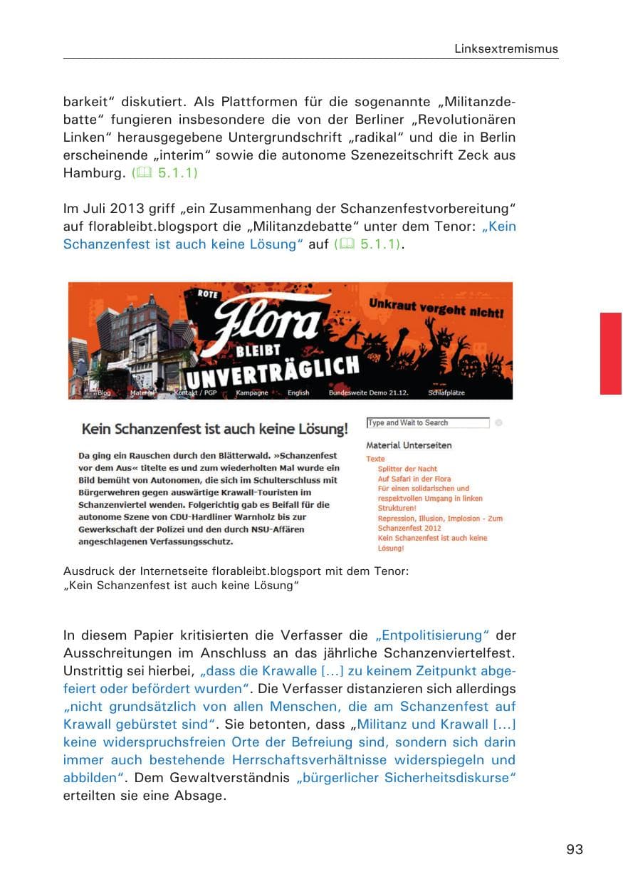 Seite 94 des Verfassungsschutzbericht 2013 Hamburg