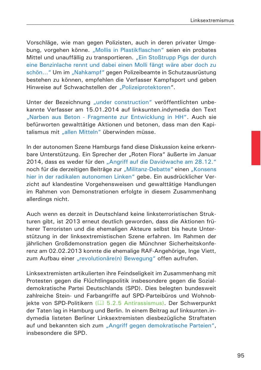 Seite 96 des Verfassungsschutzbericht 2013 Hamburg