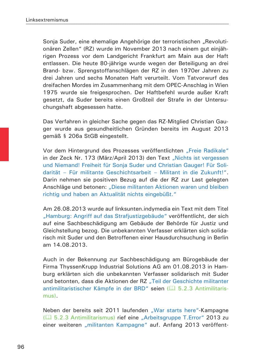 Seite 97 des Verfassungsschutzbericht 2013 Hamburg