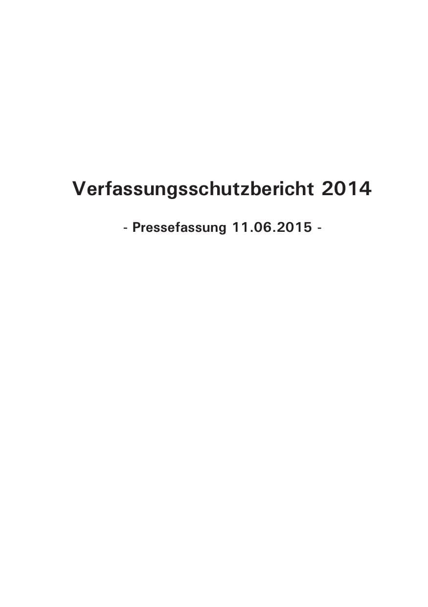 Seite 1 des Verfassungsschutzbericht 2014 Hamburg