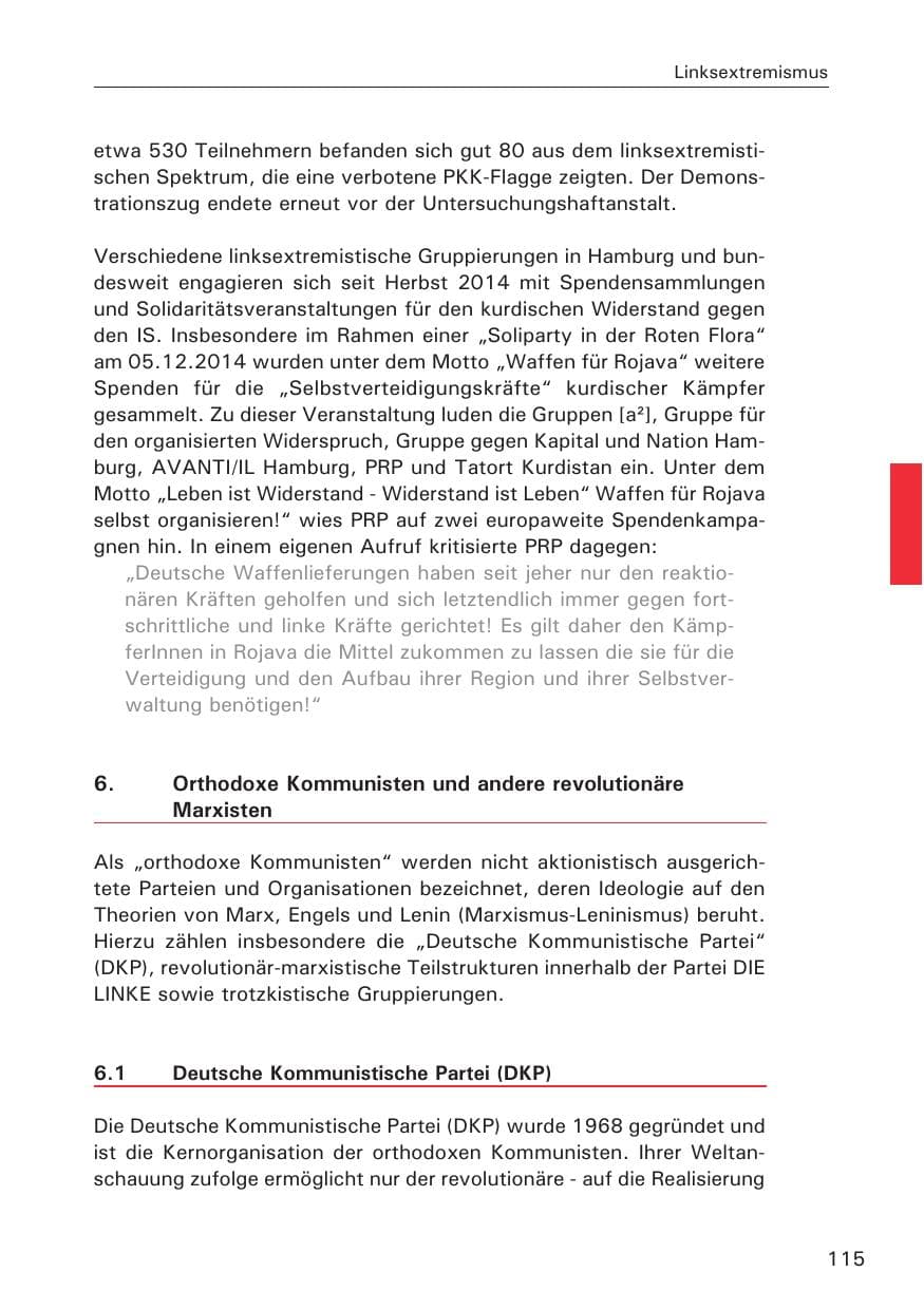 Seite 115 des Verfassungsschutzbericht 2014 Hamburg