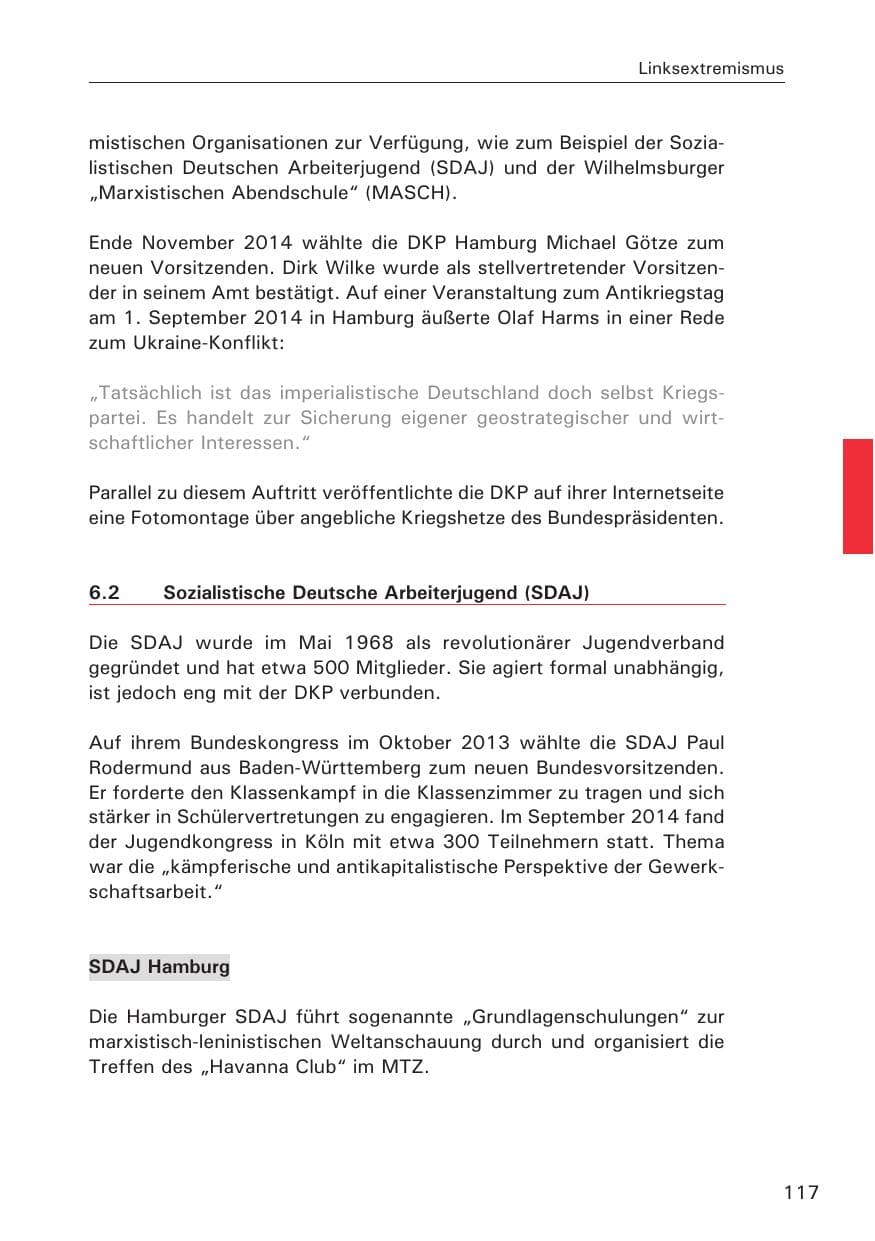 Seite 117 des Verfassungsschutzbericht 2014 Hamburg