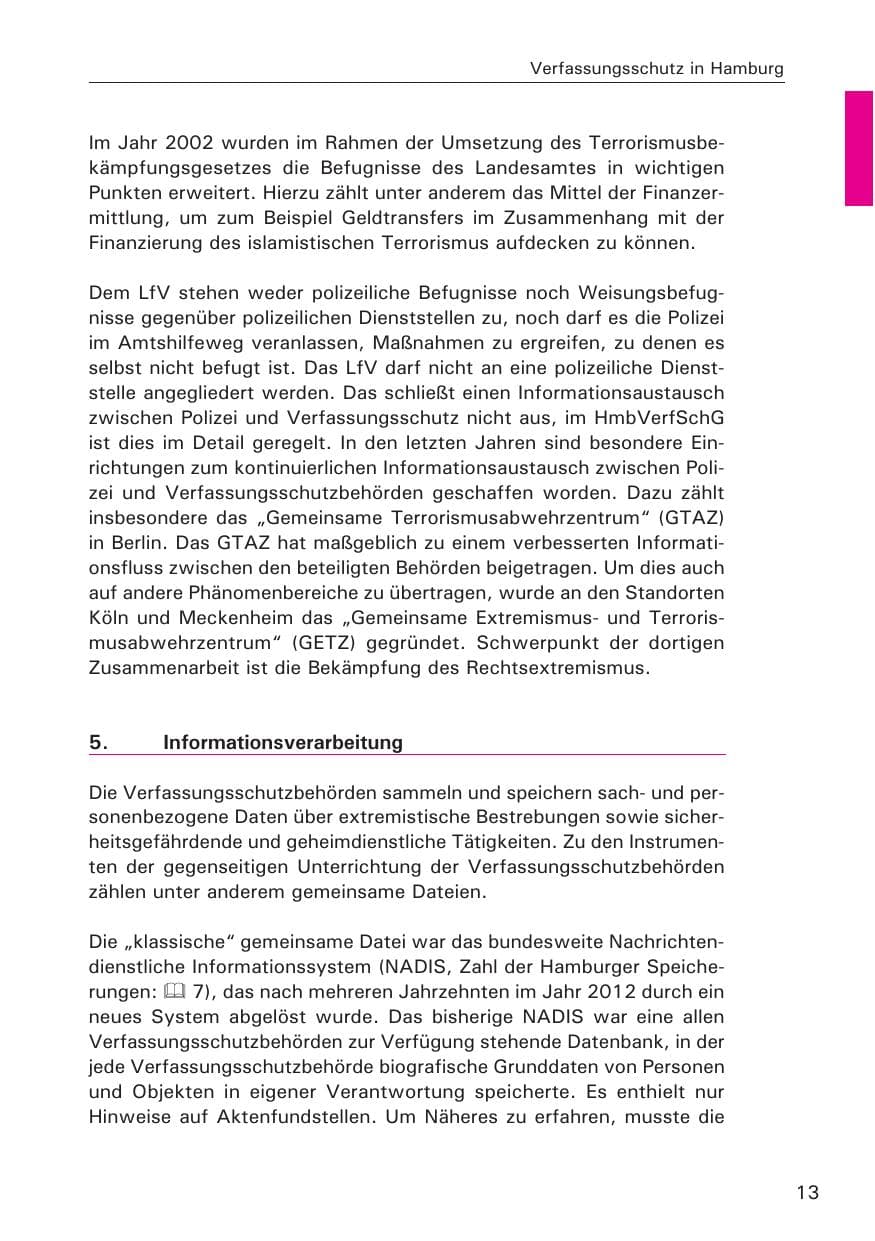 Seite 13 des Verfassungsschutzbericht 2014 Hamburg