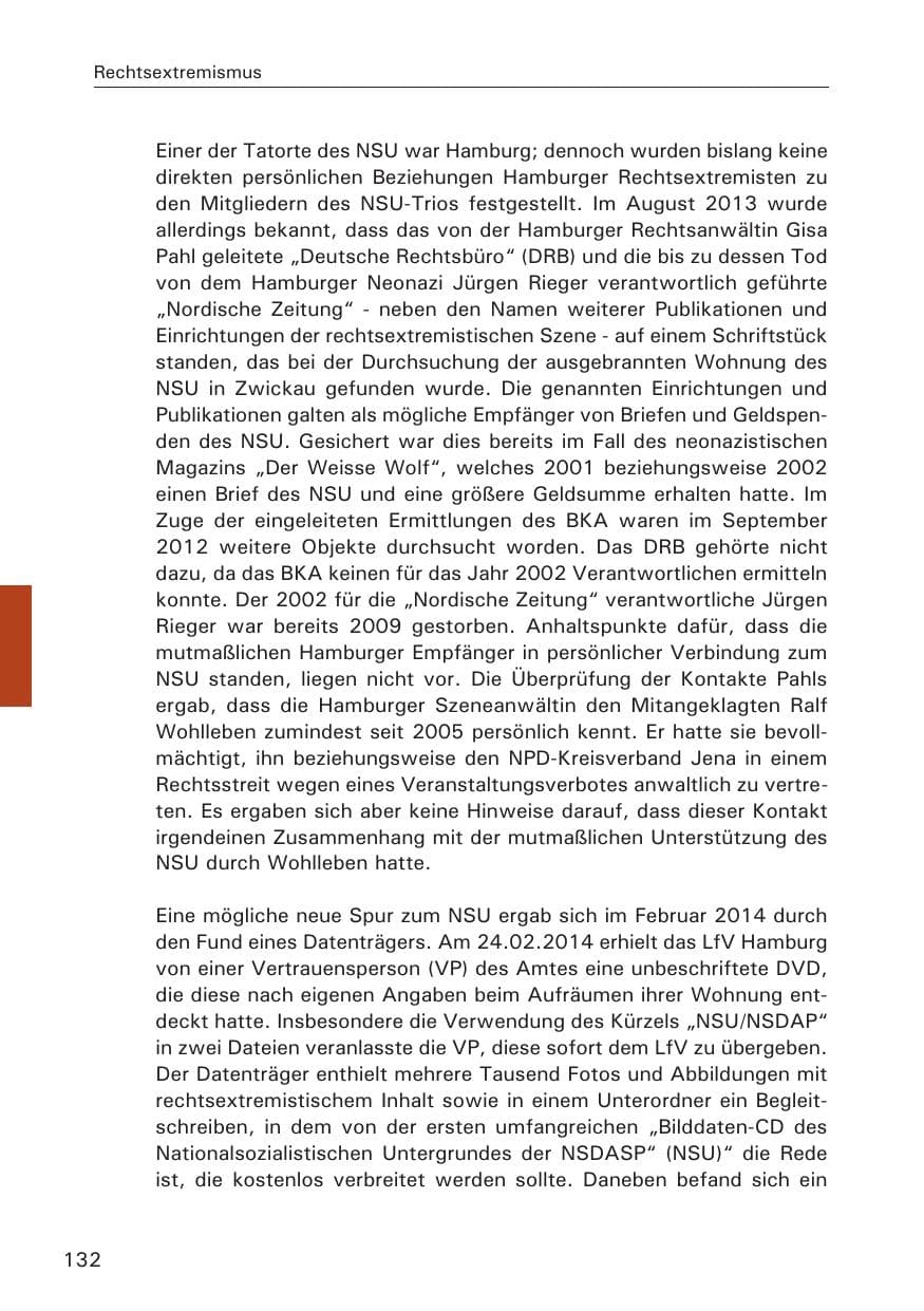 Seite 132 des Verfassungsschutzbericht 2014 Hamburg