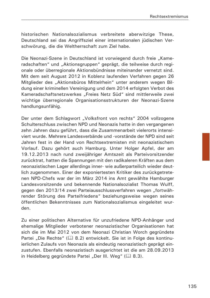 Seite 135 des Verfassungsschutzbericht 2014 Hamburg