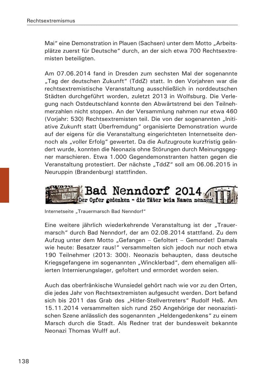 Seite 138 des Verfassungsschutzbericht 2014 Hamburg