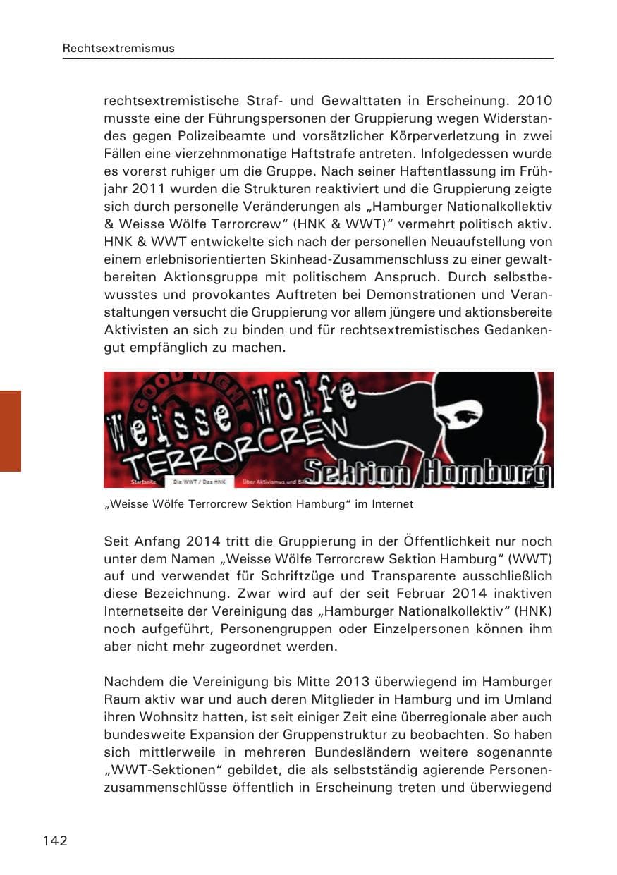 Seite 142 des Verfassungsschutzbericht 2014 Hamburg