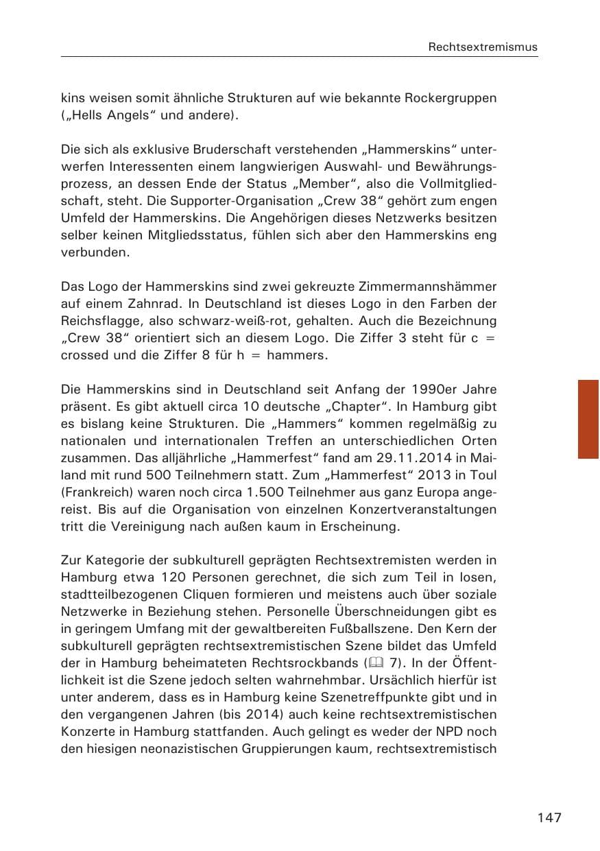 Seite 147 des Verfassungsschutzbericht 2014 Hamburg