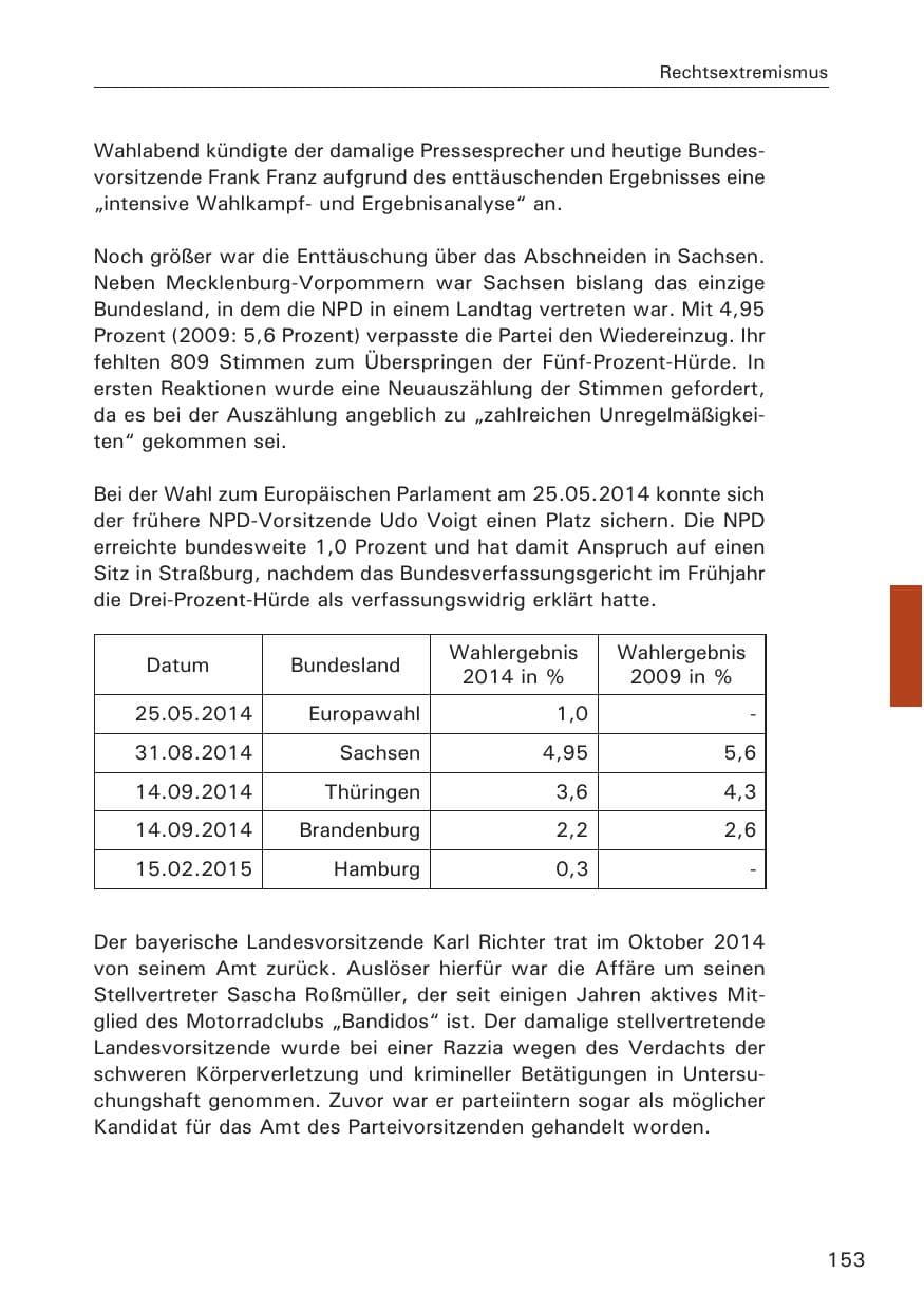 Seite 153 des Verfassungsschutzbericht 2014 Hamburg