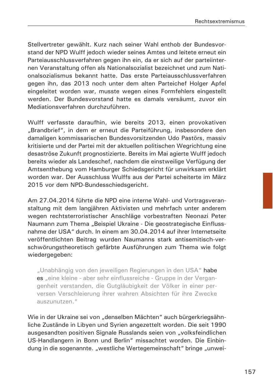 Seite 157 des Verfassungsschutzbericht 2014 Hamburg