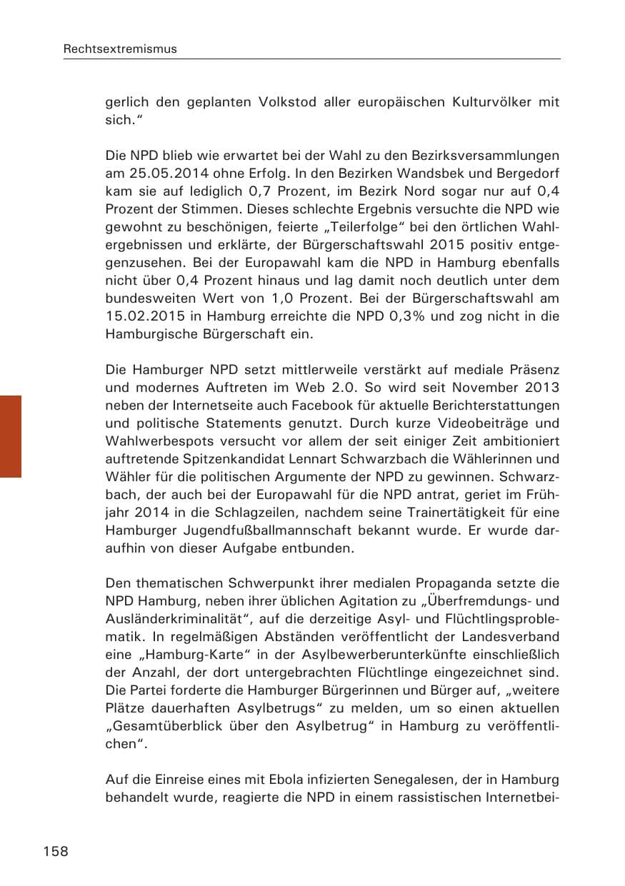 Seite 158 des Verfassungsschutzbericht 2014 Hamburg