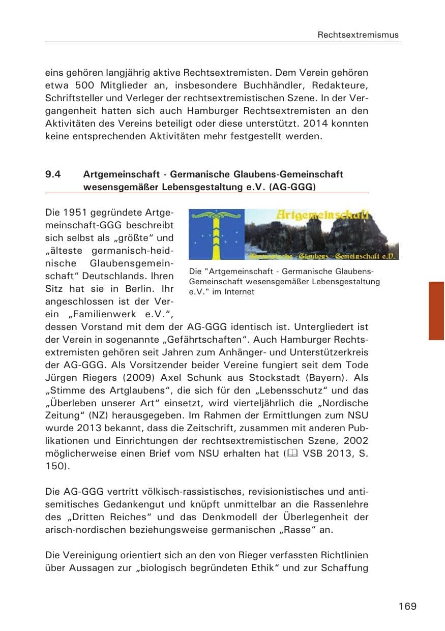 Seite 169 des Verfassungsschutzbericht 2014 Hamburg