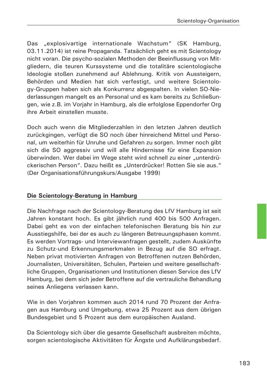 Seite 183 des Verfassungsschutzbericht 2014 Hamburg