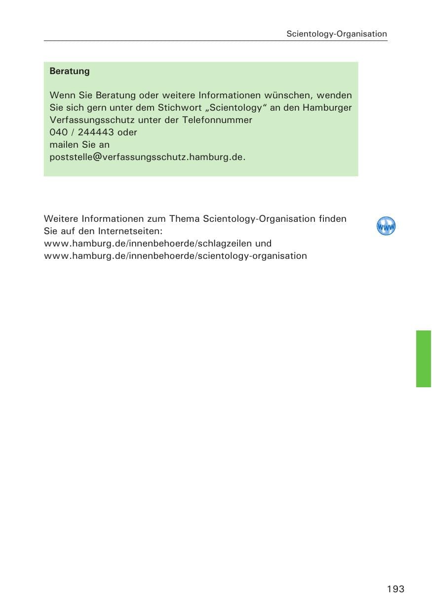 Seite 193 des Verfassungsschutzbericht 2014 Hamburg