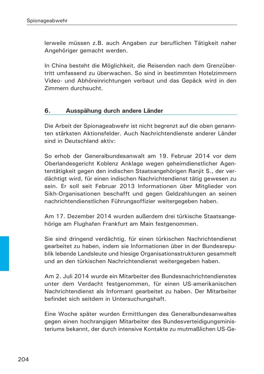 Seite 204 des Verfassungsschutzbericht 2014 Hamburg