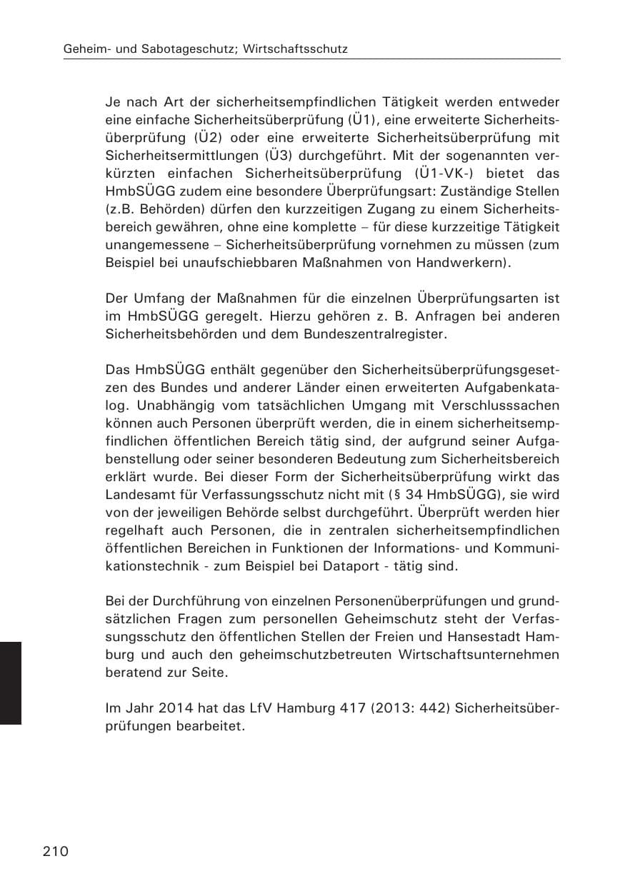 Seite 210 des Verfassungsschutzbericht 2014 Hamburg