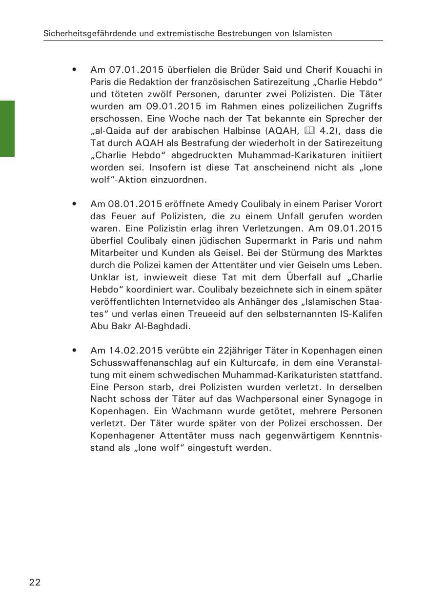 Seite 22 des Verfassungsschutzbericht 2014 Hamburg