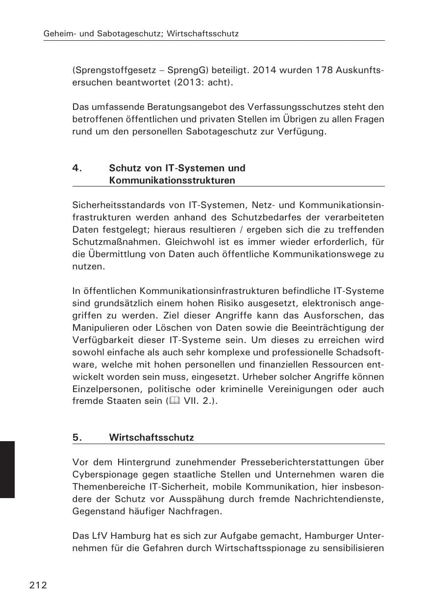 Seite 212 des Verfassungsschutzbericht 2014 Hamburg