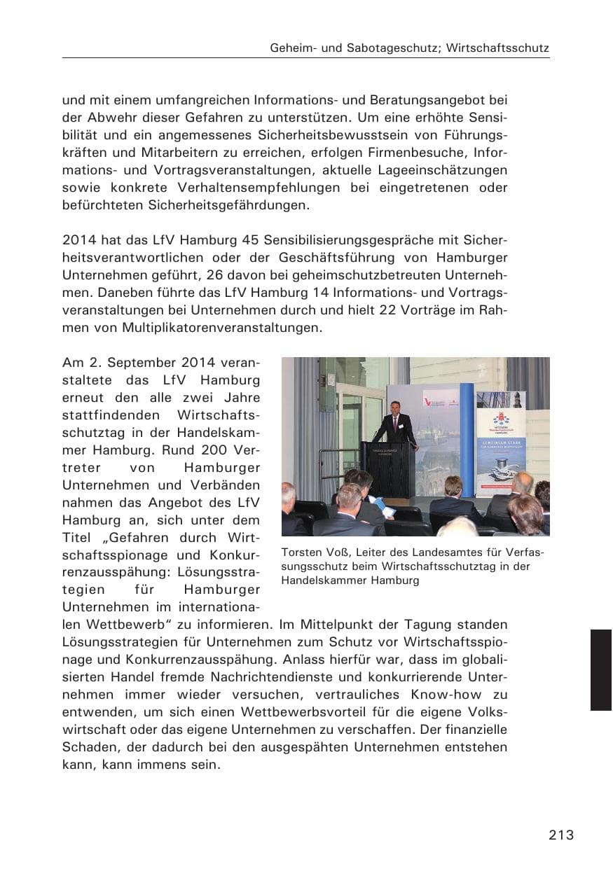 Seite 213 des Verfassungsschutzbericht 2014 Hamburg