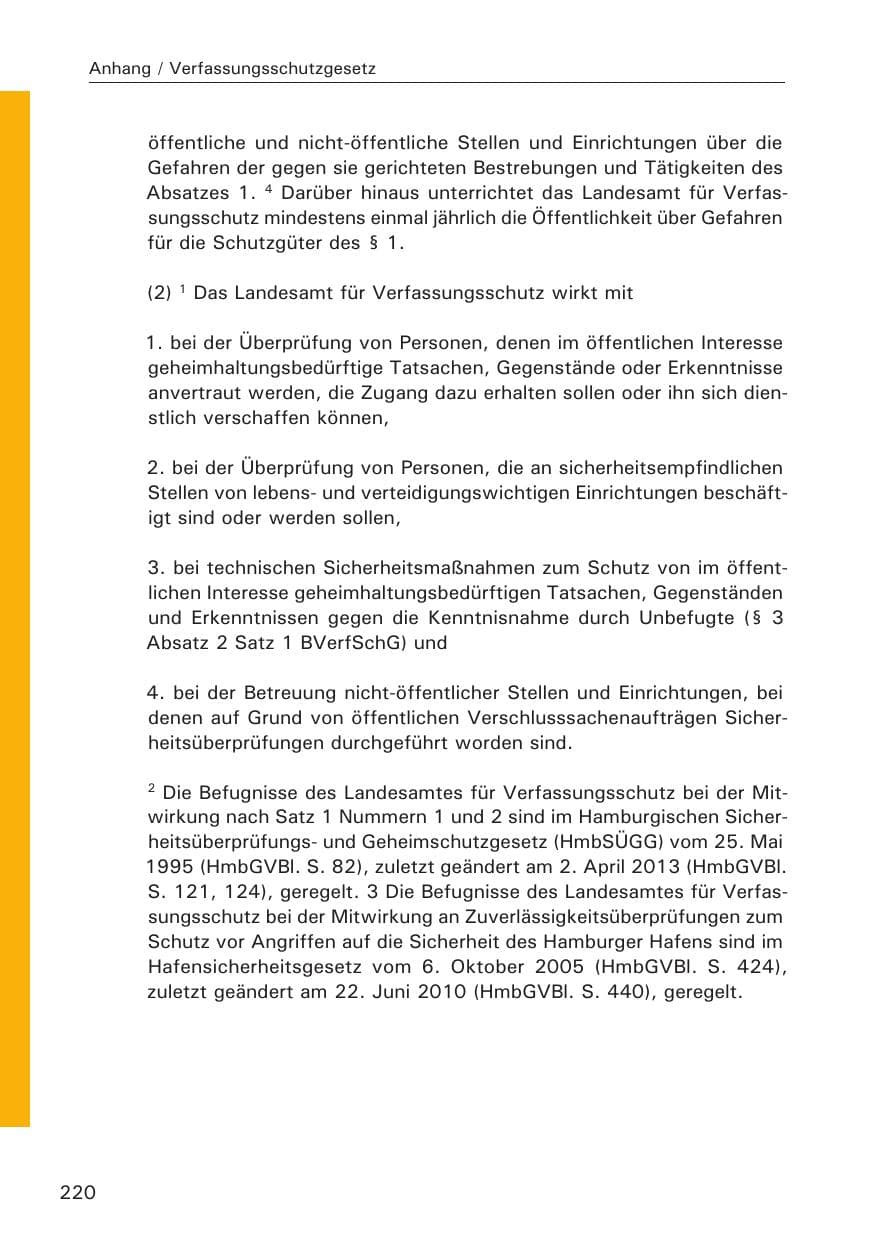 Seite 220 des Verfassungsschutzbericht 2014 Hamburg