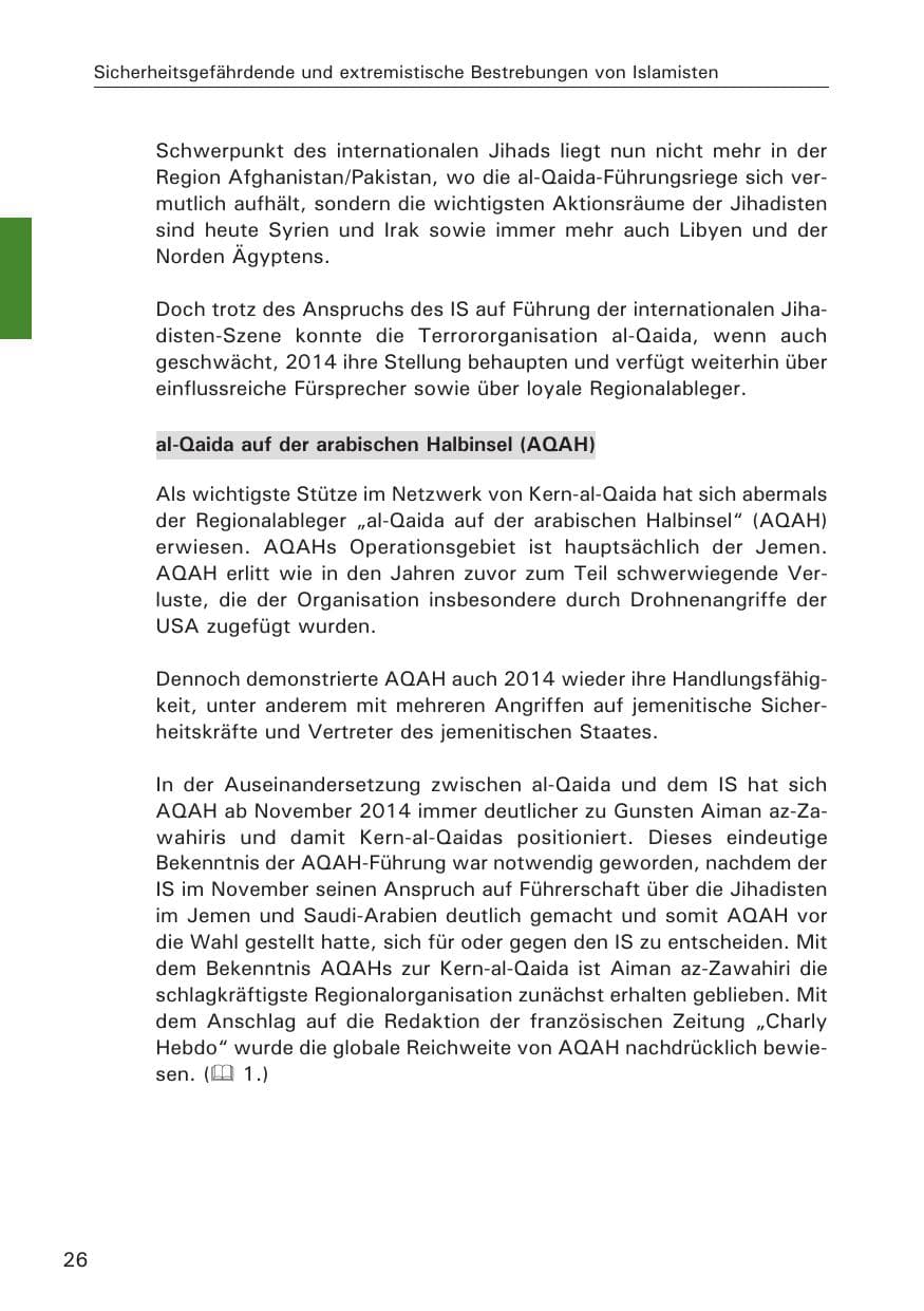 Seite 26 des Verfassungsschutzbericht 2014 Hamburg