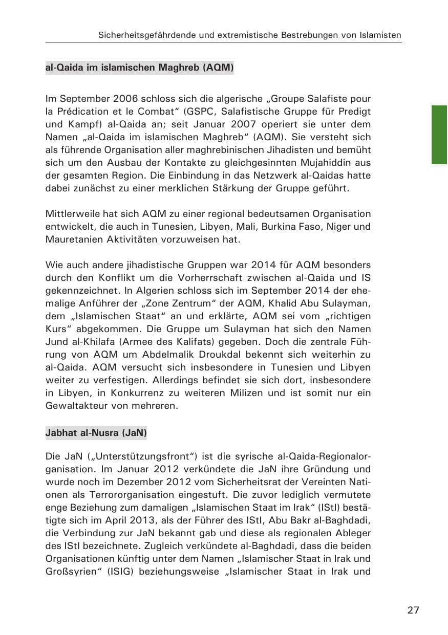 Seite 27 des Verfassungsschutzbericht 2014 Hamburg