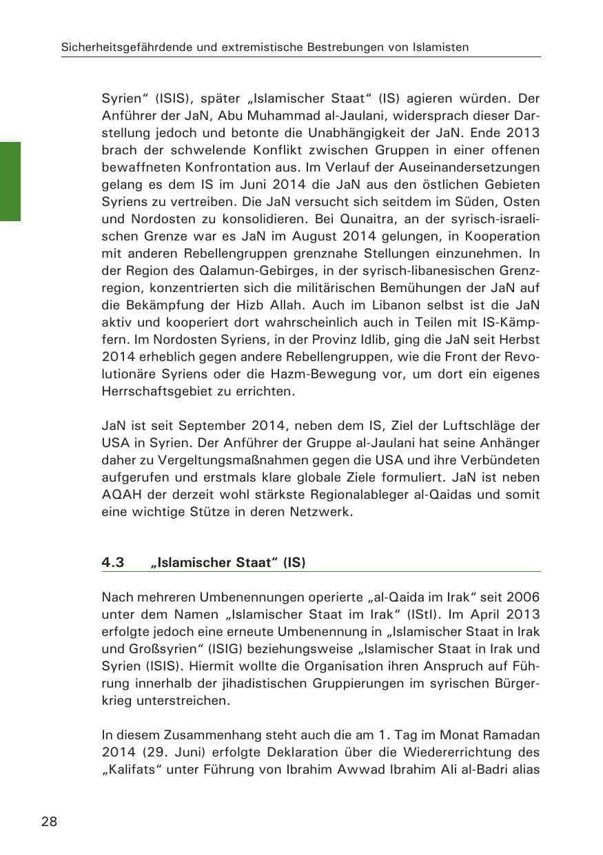 Seite 28 des Verfassungsschutzbericht 2014 Hamburg