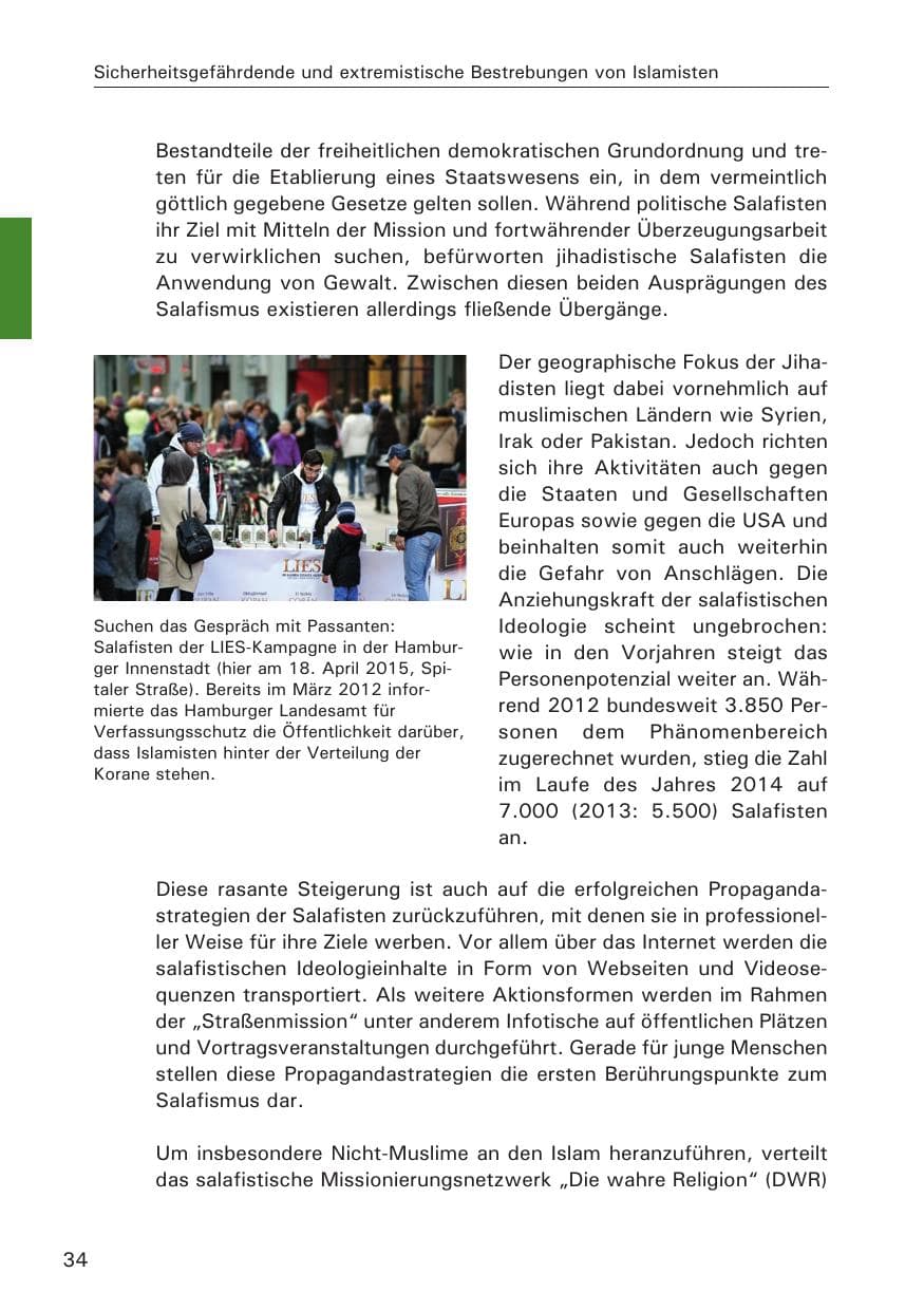 Seite 34 des Verfassungsschutzbericht 2014 Hamburg