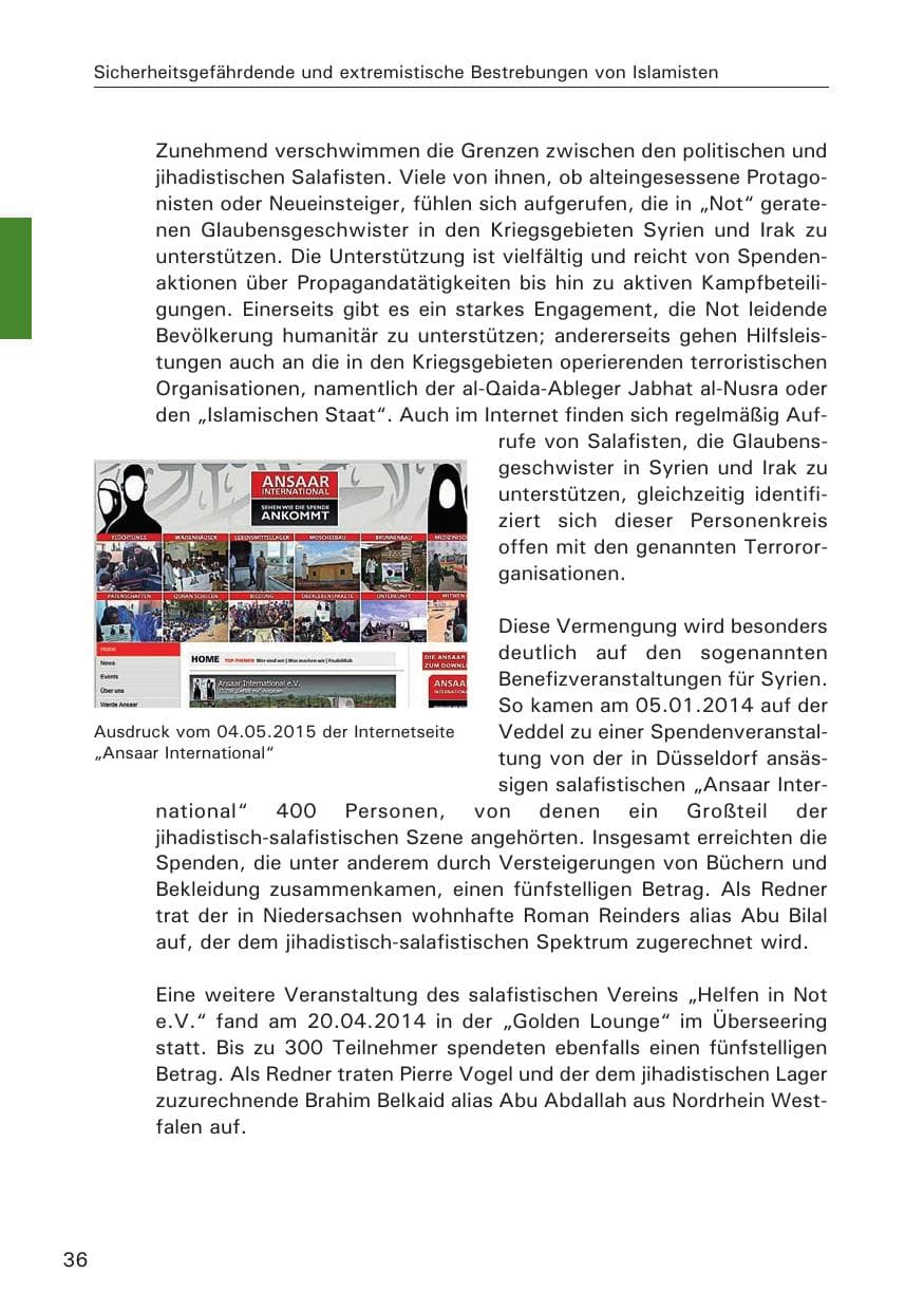Seite 36 des Verfassungsschutzbericht 2014 Hamburg