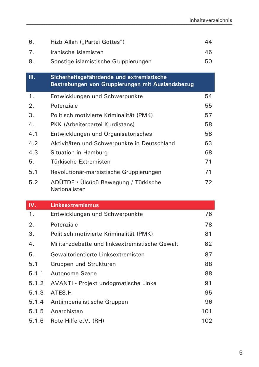 Seite 5 des Verfassungsschutzbericht 2014 Hamburg